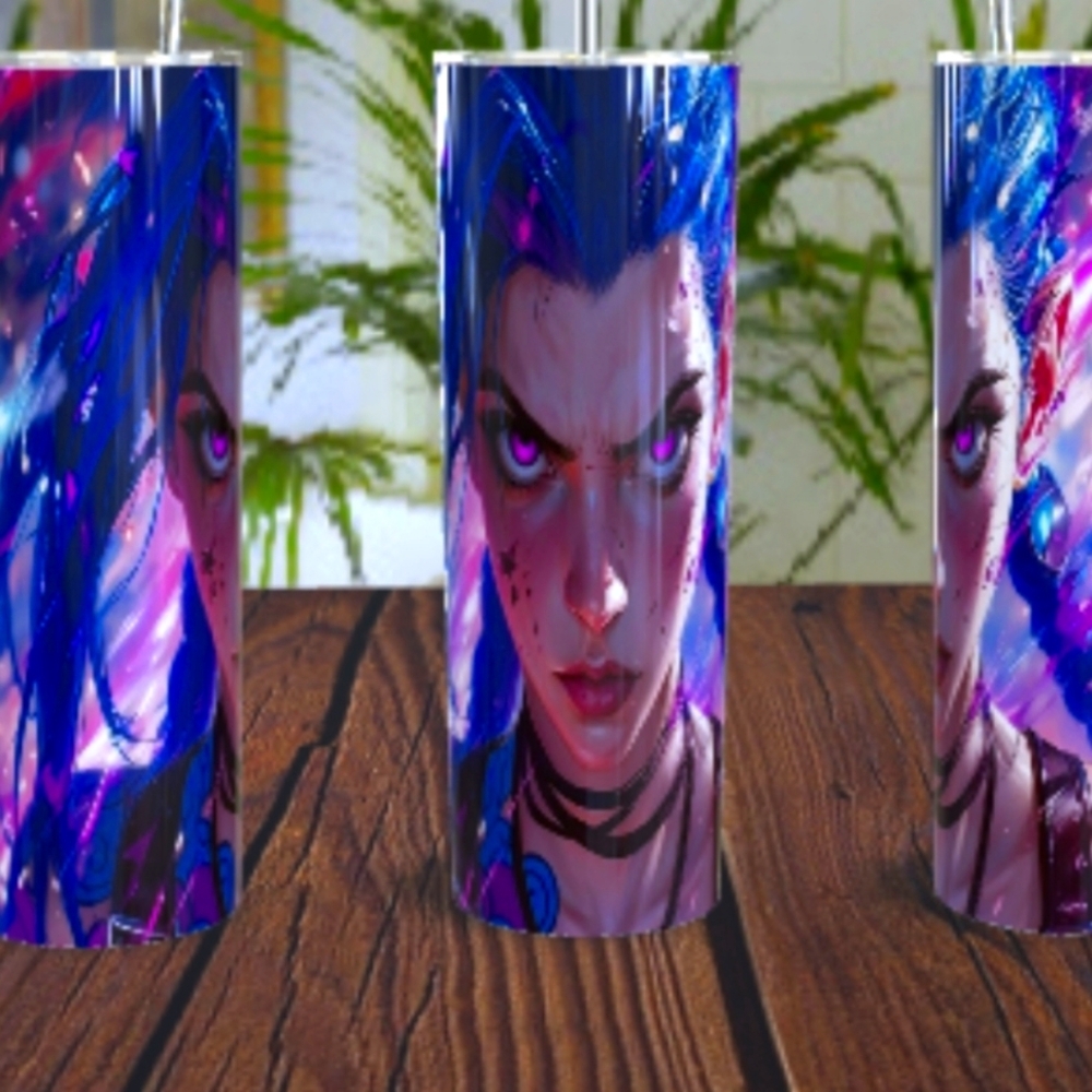 Vibrant Blue and Purple arcane Character Tumbler